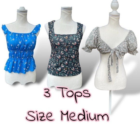 3 Pieces Size Medium Summer Tops Floral Print - Picture 1 of 16